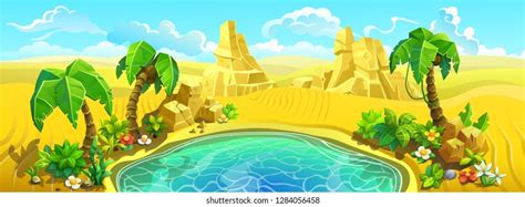 2548 Cartoon Oasis Desert Images Stock Photos And Vectors Shutterstock