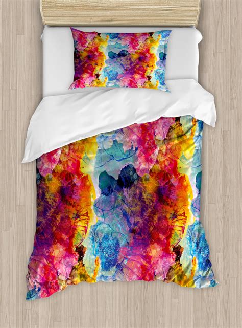 Colorful Duvet Cover Set Twin Size Abstract Modern Art Expression