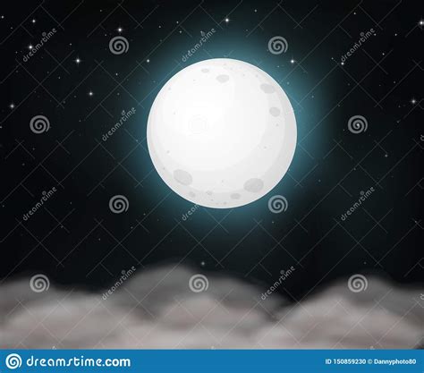 Est En La Luna En El Cielo Oscuro Ilustración Del Vector Ilustración