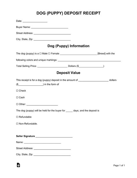 If you're thinking of preparing a contract for your puppy buyers, there are many aspects to consider. Free Dog Puppy Deposit Receipt Template Word Pdf Eforms ...