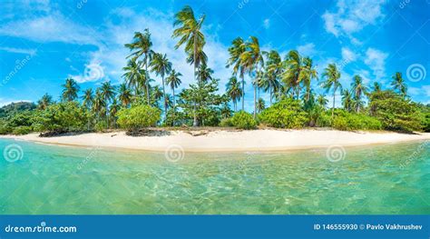 Panorama Of Beach On Tropical Island Stock Photo Image Of Beach