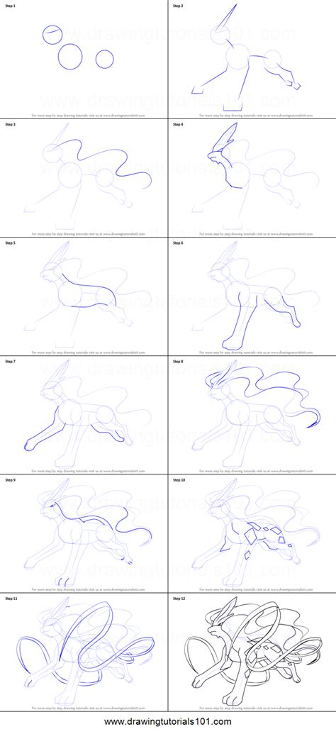 How To Draw Suicune From Pokemon Printable Step By Step Drawing Sheet