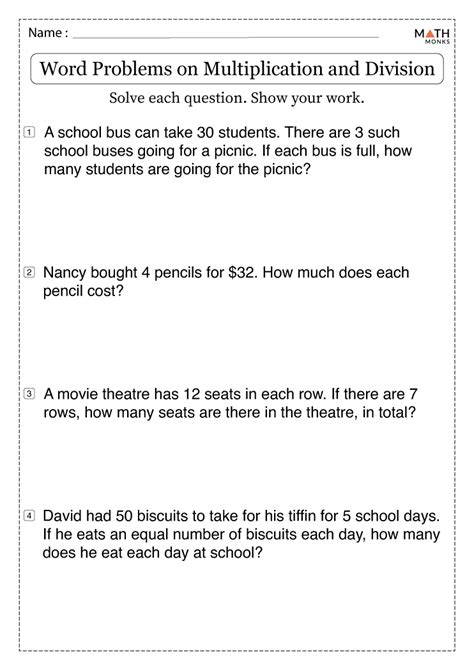 Multiplication And Division Worksheets With Answer Key