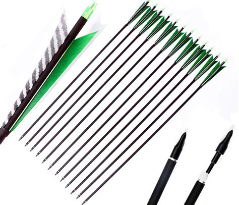 12pcs 30 Carbon Shaft Arrows Sp340 76mm Plastic Feather F Compound