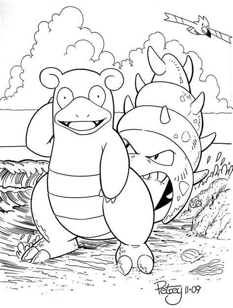 Slowbro At The Sea Shore By Willpetrey Pokemon Coloring Pages Disney
