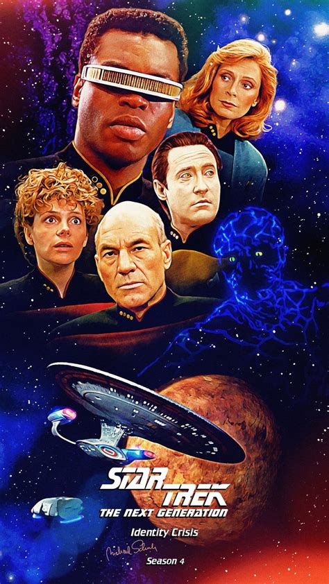 the poster for star trek featuring two men in space and one man with glasses on his head