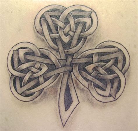 Grey And Black Ink Celtic Shamrock Tattoo