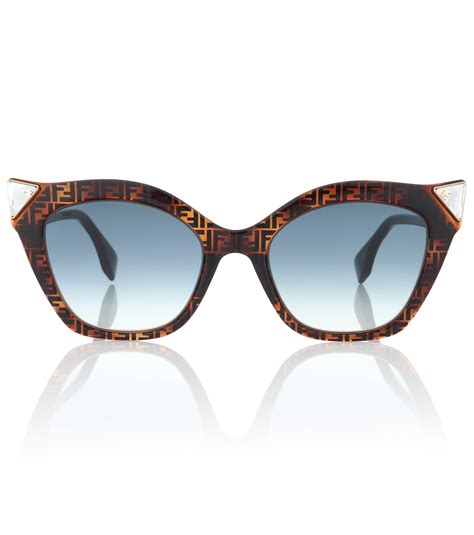 Fendi Iridia Logo Cat Eye Sunglasses In Brown Lyst