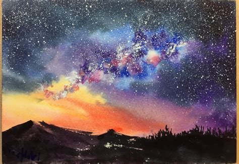 Starry Sky Watercolor At Getdrawings Free Download