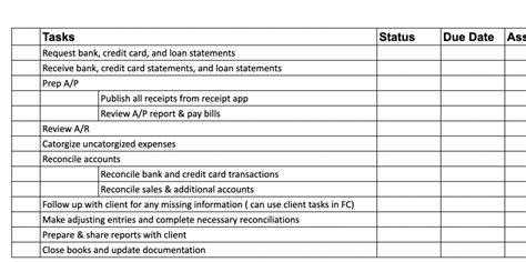 Bookkeeping Client Checklist Template