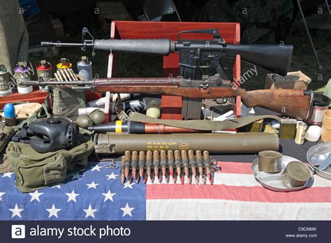 Us Army Weapons As Used In The Vietnam War On Display At