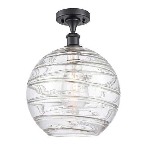 Innovations Athens Deco Swirl 12 In 1 Light Matte Black Semi Flush Mount With Clear Deco Swirl