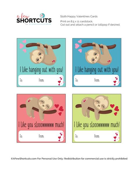 If someone claims you should pay them in walmart gift cards, please report it at ftccomplaintassistant.gov. Sloth Valentines Day Card Printable - A Few Shortcuts