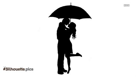 Couple Under Umbrella Silhouette Vector Clipart Images Pictures