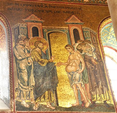 Monreale Mosaic Of Jesus Helaing The Man With Dropsy