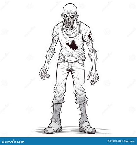 Cartoonish Zombie Drawing In Clean Line Work Style Stock Illustration
