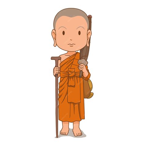 Premium Vector Cartoon Character Of Buddhist Monk Go On A Pilgrimage