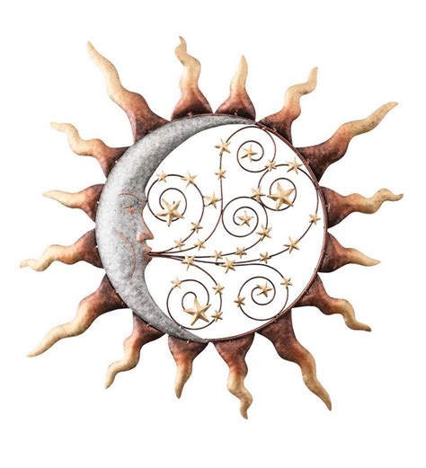 Handcrafted Metal Sun Stars And Blowing Moon Wall Art Wind And Weather