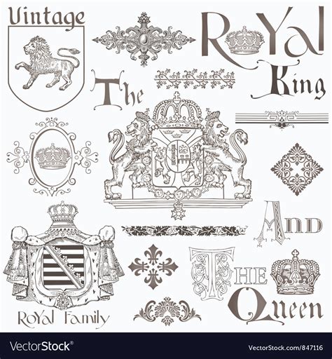 Set Of Vintage Royalty Design Elements Royalty Free Vector