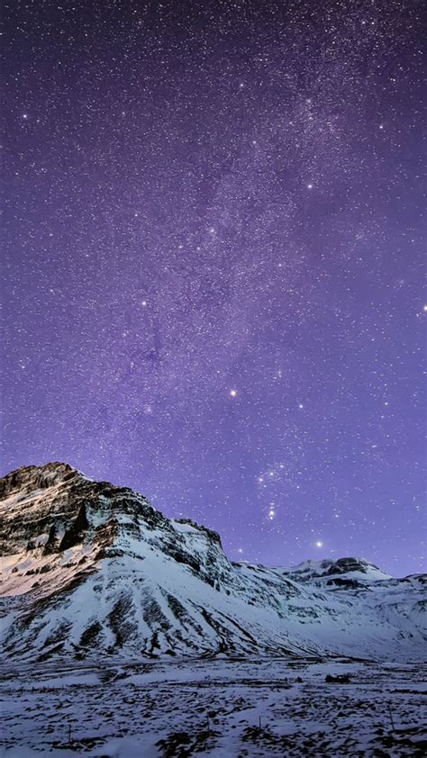 Snow Mountain Stars Skyscape Iphone 8 Wallpapers Free Download