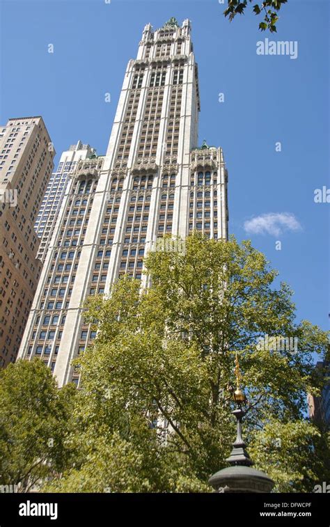 Woolworth Building From The City Hall Park Downtown Manhattan New