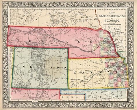 Map Of Kansas Nebraska And Colorado Barry Lawrence Ruderman Antique Maps Inc