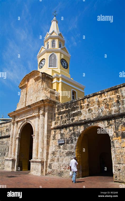 The Clock Tower Old Walled City District Cartagena City Bolivar