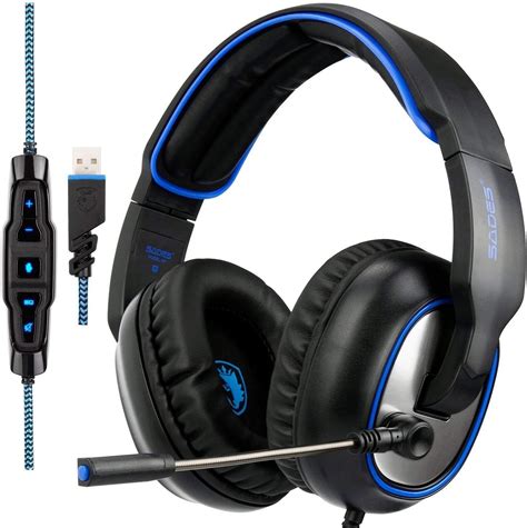 SADES R7 Auricular con micrófono USB auricular Gaming auriculares