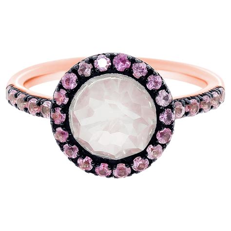 Mimi Milano Happy 18k Rose Gold Quartz And Sapphire Ring For Sale At