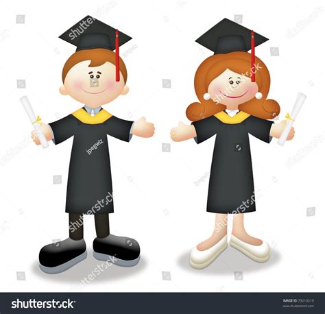 Cartoon Graduates In Togas Holding Diplomas Stock Photo 73210219