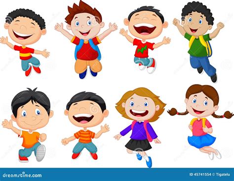 Happy Kids Cartoon Stock Vector Illustration Of Joyful 45741554