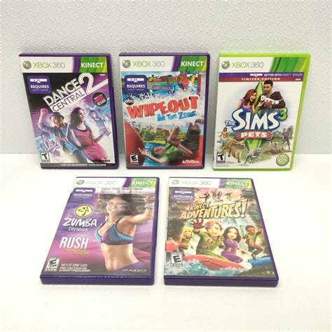 LOT OF 5 Xbox 360 Kinect Games The Sims 3 Pets Dance 2 WipeOut Zumba