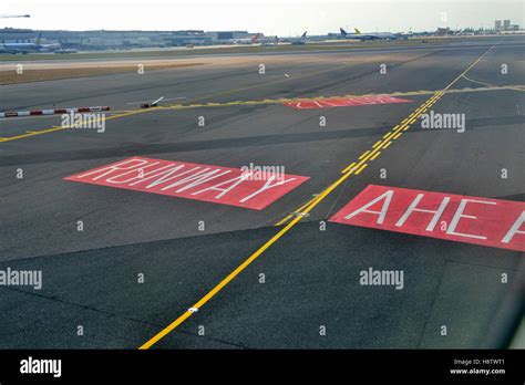 Runway Ahead Sign At Airport Stock Photo Alamy