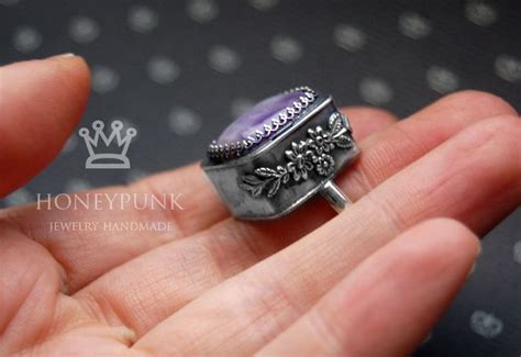 Ring Silver Sterling Sqware With Amethist By Honeypunk Deviantart Com