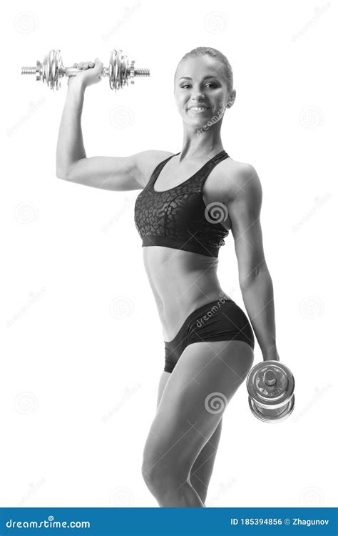 Fitness Woman In Doing Exercises With Dumbells Stock Photo Image Of