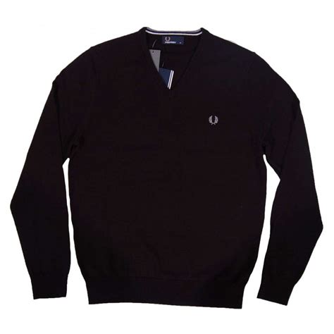 Fred Perry K3200 Classic Tipped V Neck Jumper Black Mens Knitwear From Attic Clothing Uk