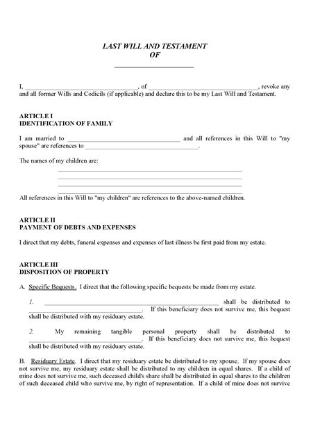 Texas Wills And Codicils Free Printable Legal Forms