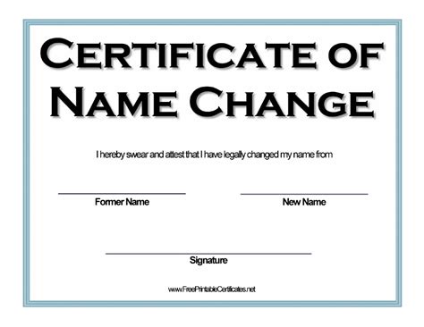 Certificate Of Name Change Download Printable Pdf Templateroller