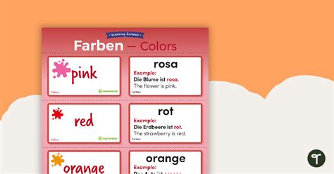 Colors German Language Flashcards Teach Starter