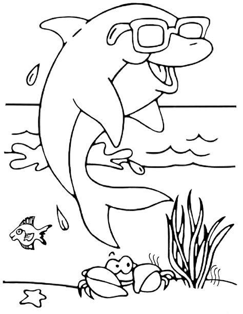 It is the only coloring page that children and adults cannot give up for a lifetime. Dolphin with glasses - Animal Coloring pages for kids to ...