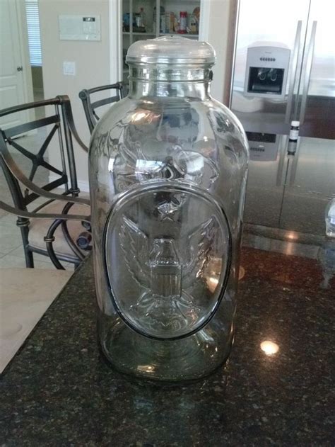 Vintage Huge Eagle Glass Ball Ideal Canning Jar With Original Lid
