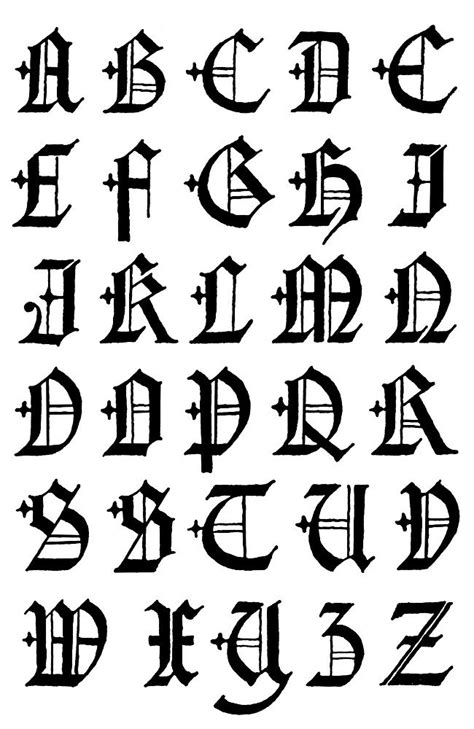Gothic Letters A Z English Gothic Capitals 16th Century Tattoo