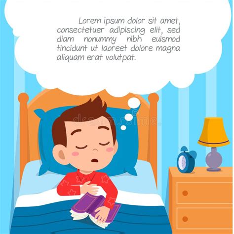 Happy Cute Little Kid Boy Sleep In Bed Room Stock Vector Illustration