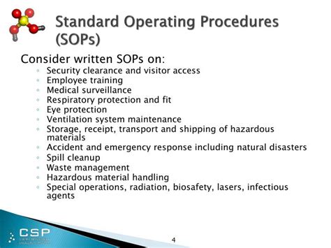 Ppt Chemical Safety And Security Standard Operating Procedures