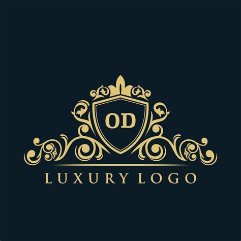 Letter Od Logo With Luxury Gold Shield Elegance Logo Vector Template