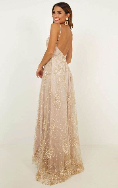 Called Out Dress In Gold Sparkle Showpo In 2020 Dresses Beige