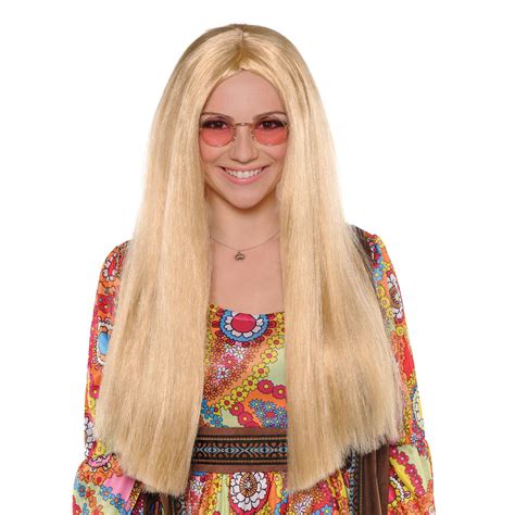 60s Hippie Blonde Straight Wig Retro Ladies Wig Fancy Dress Costume Accessory Ebay