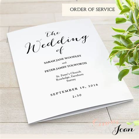 wedding programs diy printable wedding order