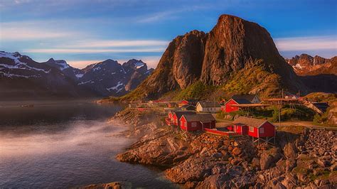 Hd Wallpaper Reine Fishing Village Norway Sunrise Lofoten