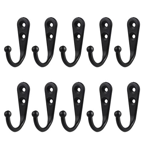 10pcs Wall Mounted Hook Robe Hooks Single Coat Hanger And 20 Pieces